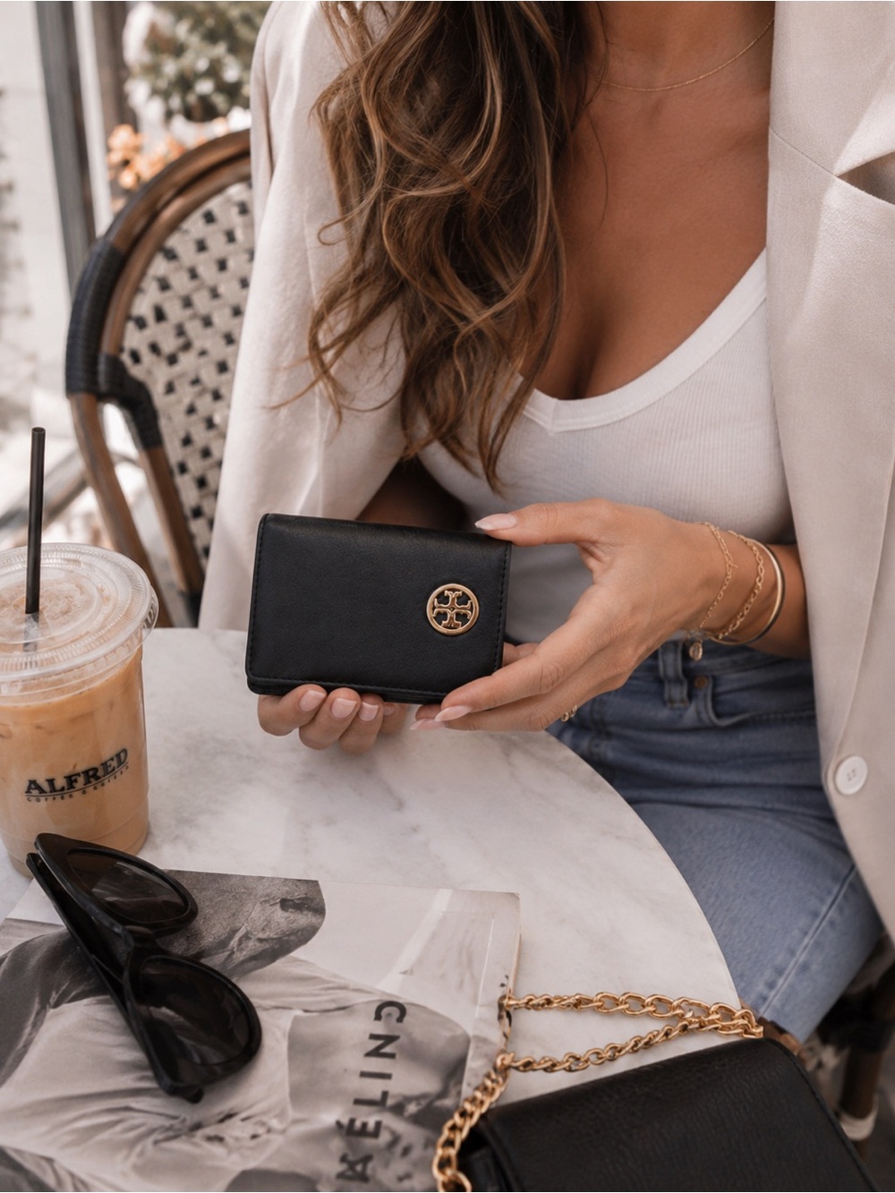 Tory Burch Black Leather Fold Wallet | Classic Logo | Everyday Luxe